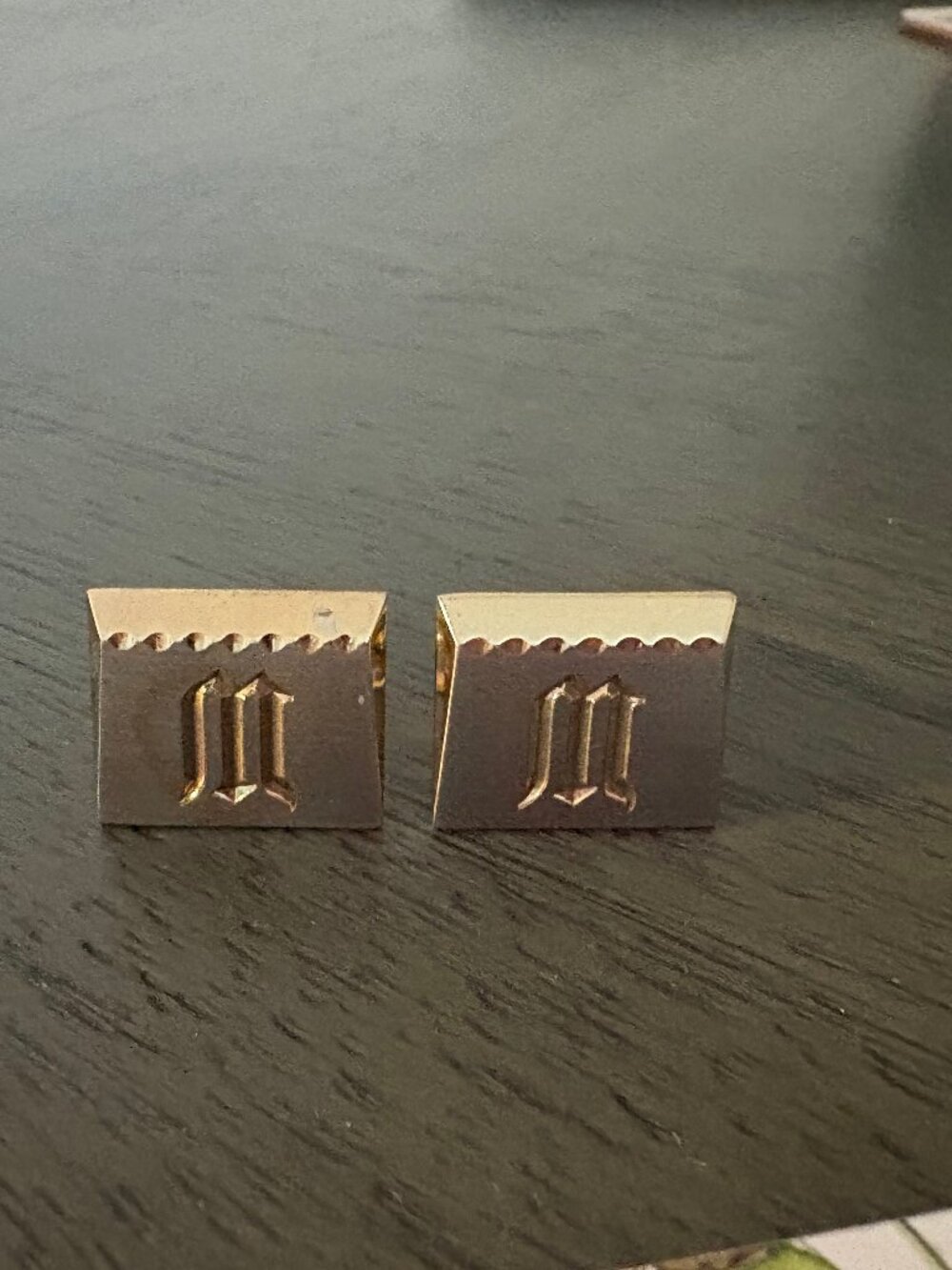 Swank Vintage Men Cuff Link - Gold and Silver Tone - Letter M Initial.